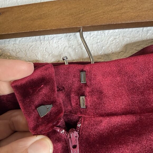 Express Editor High Rise Velvet Stretch Straight Ankle Pants Ruby Red SZ 14 - Picture 5 of 16